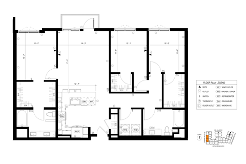 Floor plan for 3 beds, 2 baths, 1502 sqft